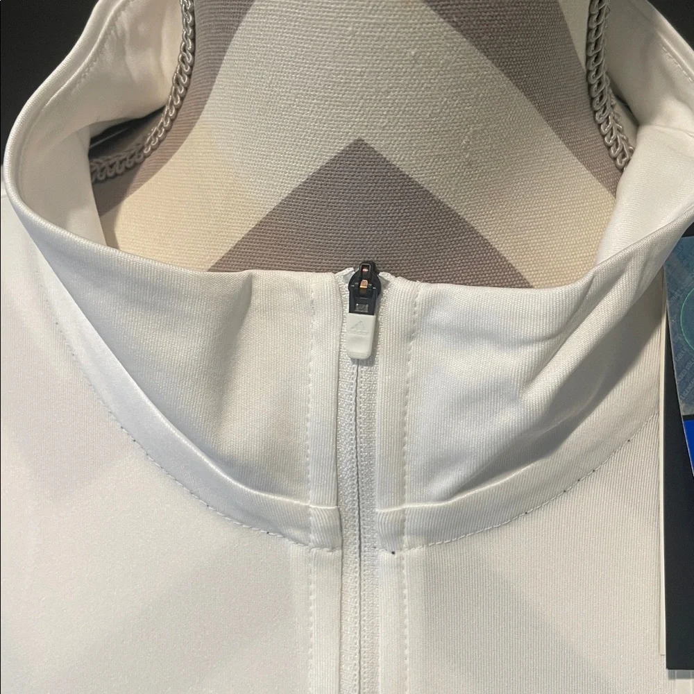 Adidas Athletic Sporty White Quarter Zip Long Sleeve Pull Over Size M